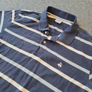 Brooks Brothers Polo Shirt Men's 2XL Slim Fit Navy Blue Striped Performance Golf